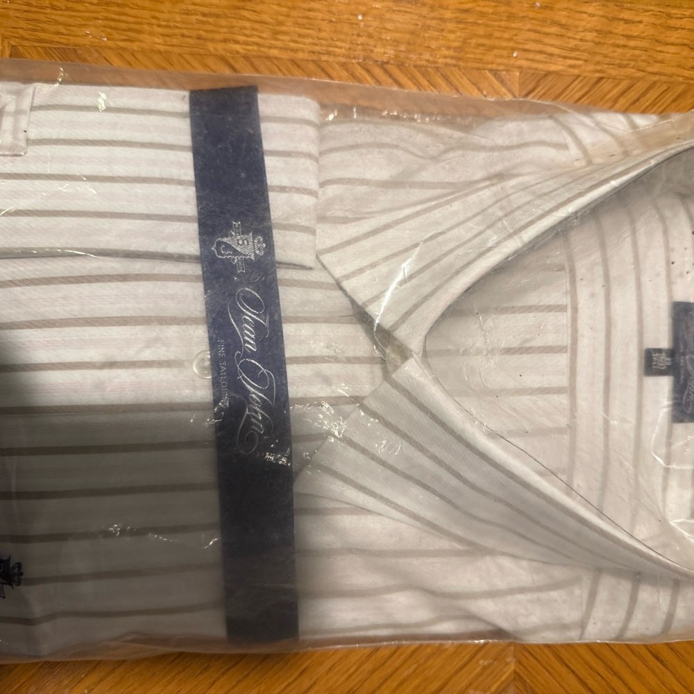 Sean John White and Gray Striped Dress Shirt